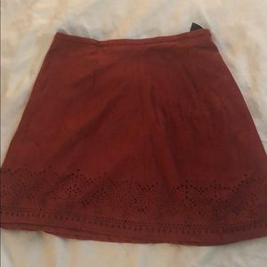 Express- suede style A line mini skirt- rusty red